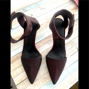 ALEXANDER WANG Leather Pointed-Toe Pumps Burgundy Kitten Heel Size 40 US 9.5